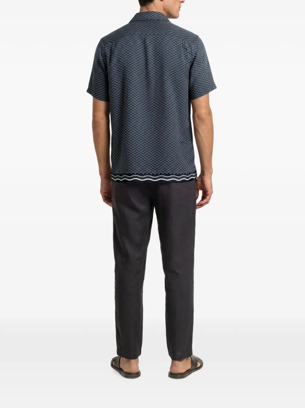 Orlebar Brown Maitan geometric-print silk shirt Blauw