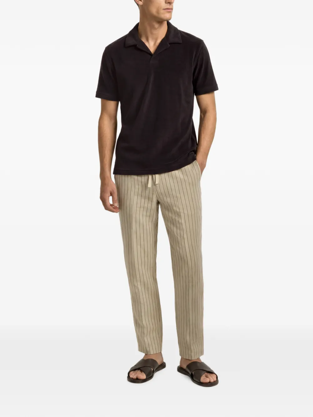 Orlebar Brown Terry Resort T-shirt met polokraag Bruin