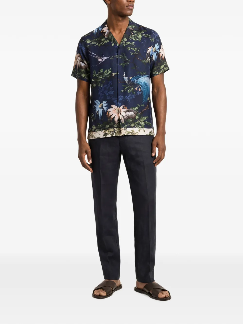 Orlebar Brown Maitan zijden overhemd met bloemenprint Blauw