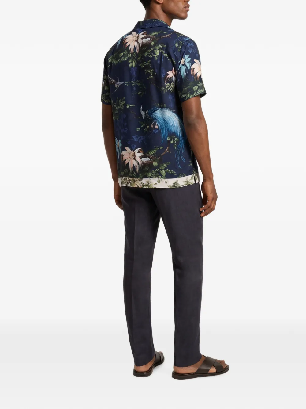 Orlebar Brown Maitan zijden overhemd met bloemenprint Blauw