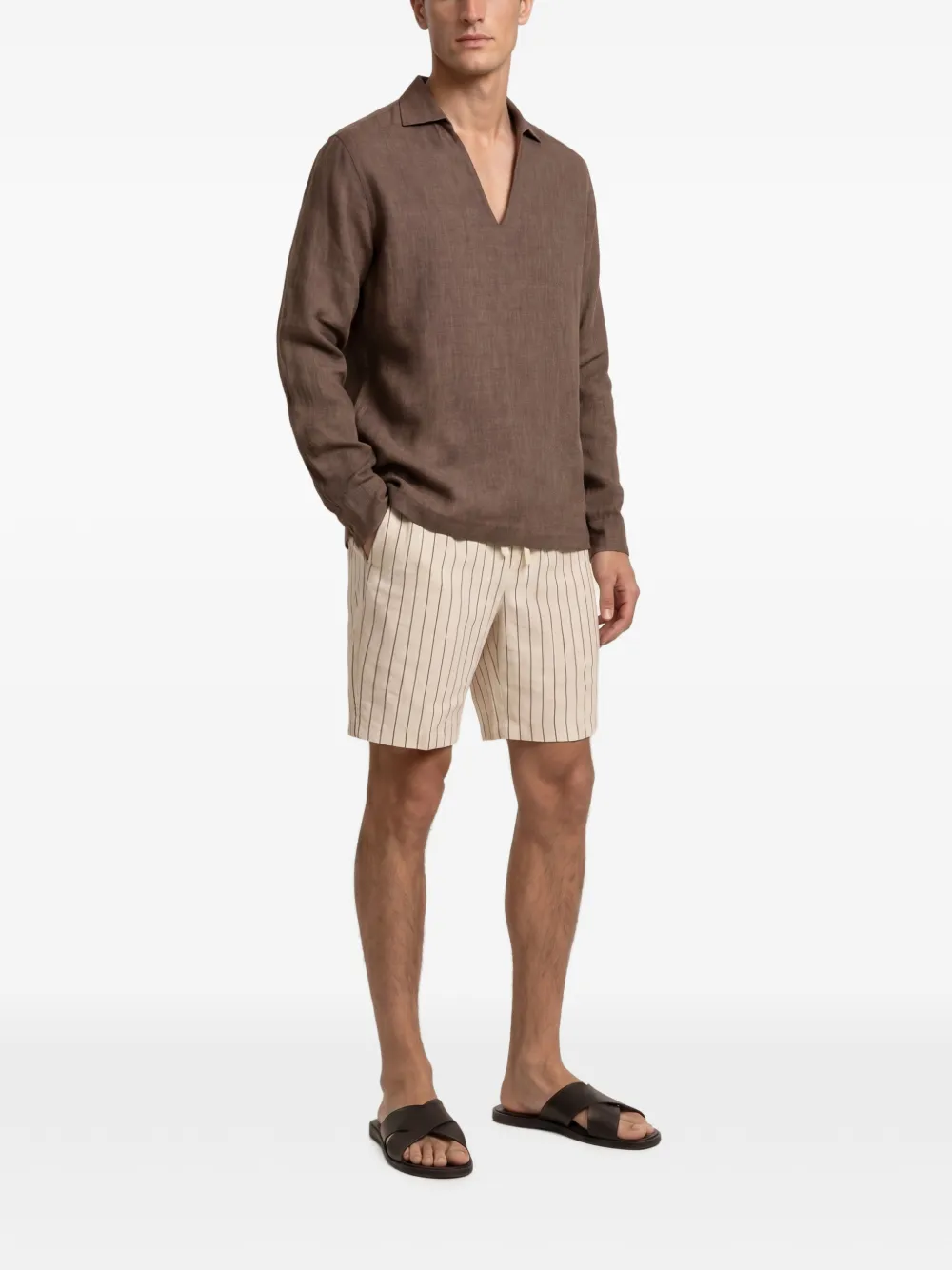 Orlebar Brown Alex shorts met fijne streep Beige