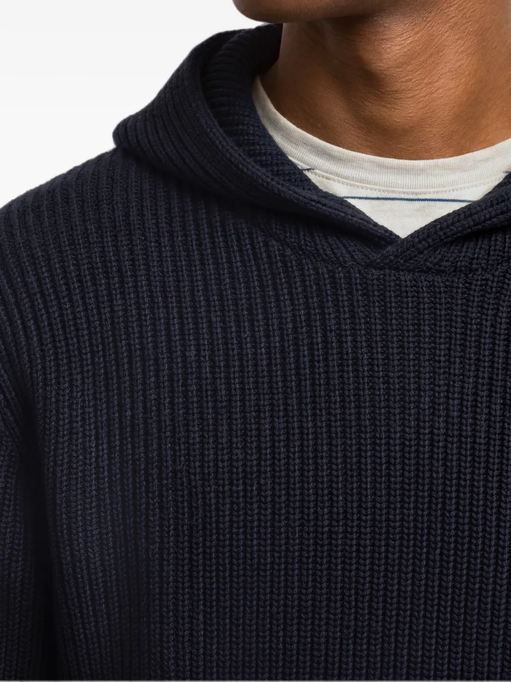 Orlebar Brown Kirk chunky ribgebreide hoodie Blauw