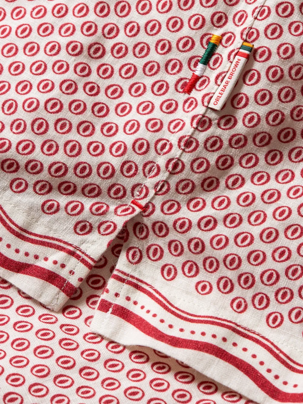 Orlebar Brown Ridley linnen overhemd met geometrische print Rood