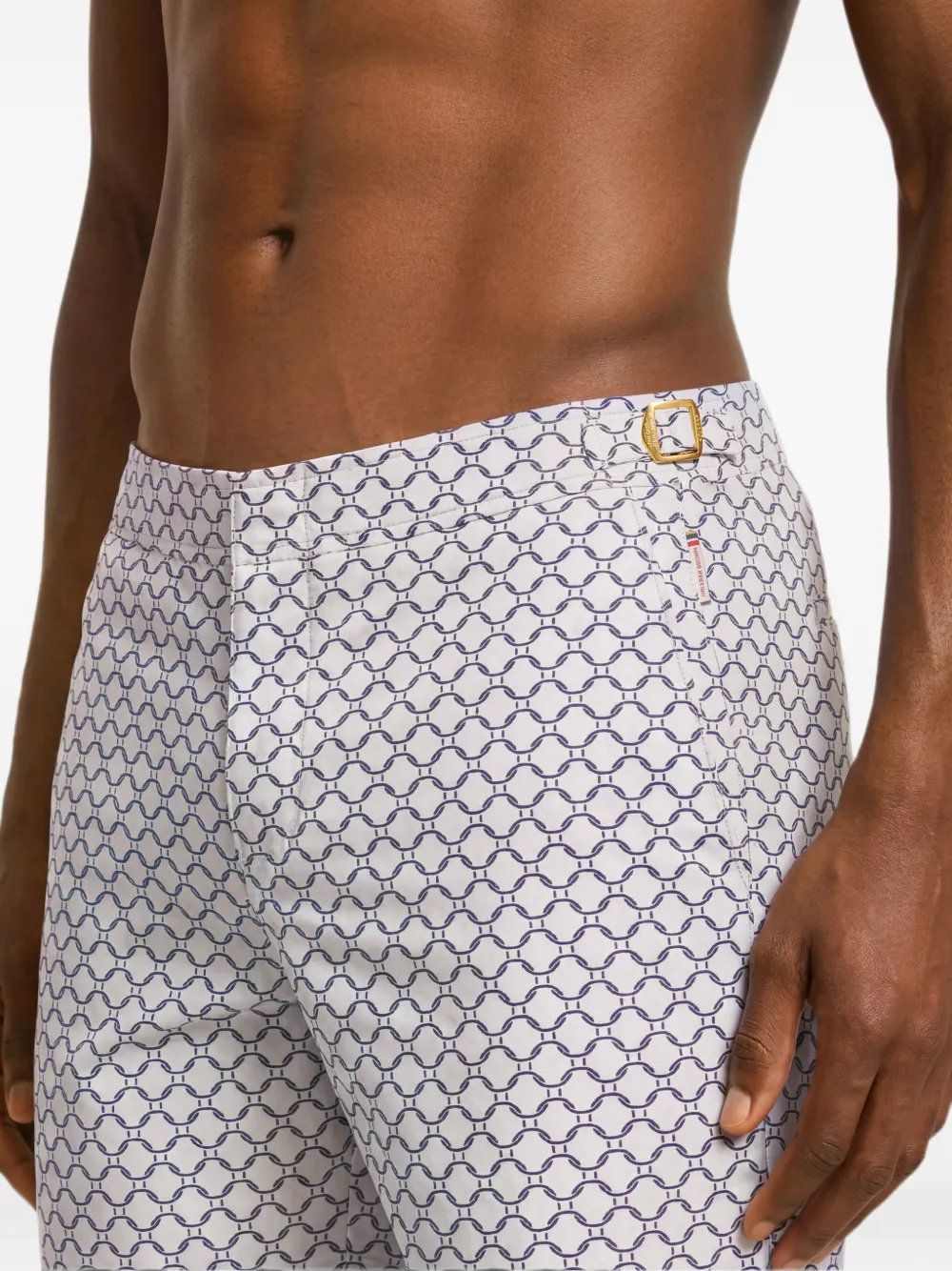 Orlebar Brown Bulldog Tessoro zwembroek met geometrisch jacquard Wit