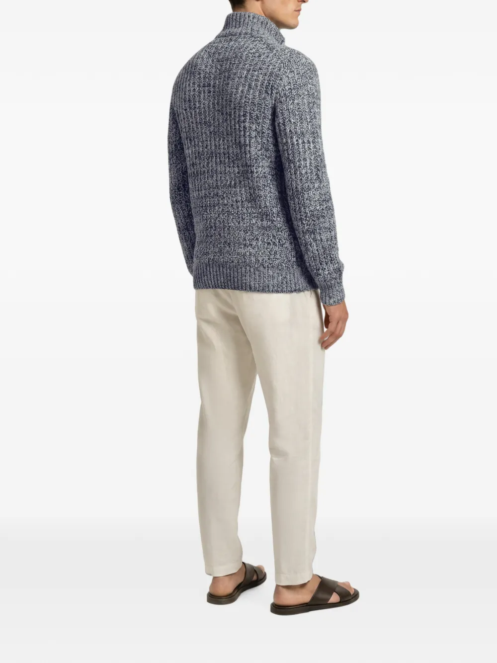 Orlebar Brown Lennard gehaakte trui met halve rits Blauw