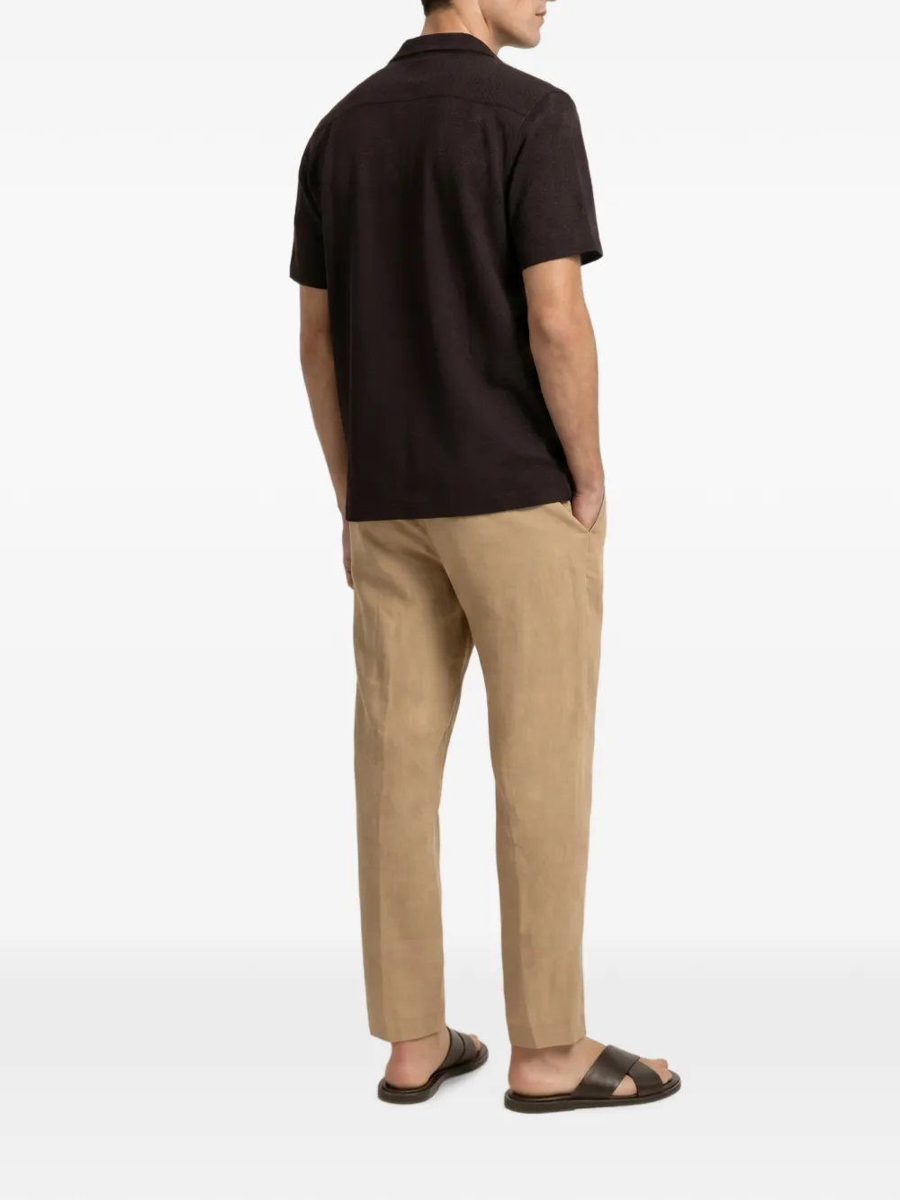 Orlebar Brown Maitan opengeweven overhemd Bruin
