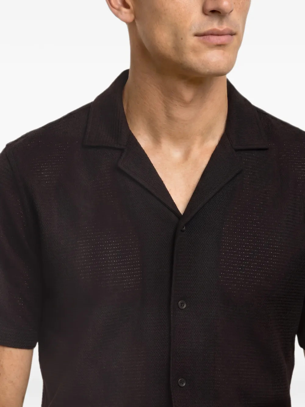 Orlebar Brown Maitan opengeweven overhemd Bruin
