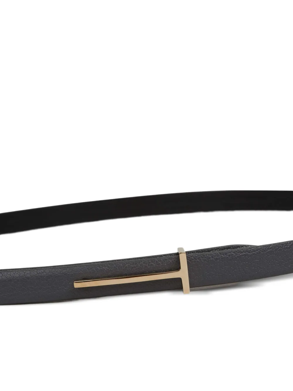 TOM FORD T-logo Leather Belt in Black, view 3