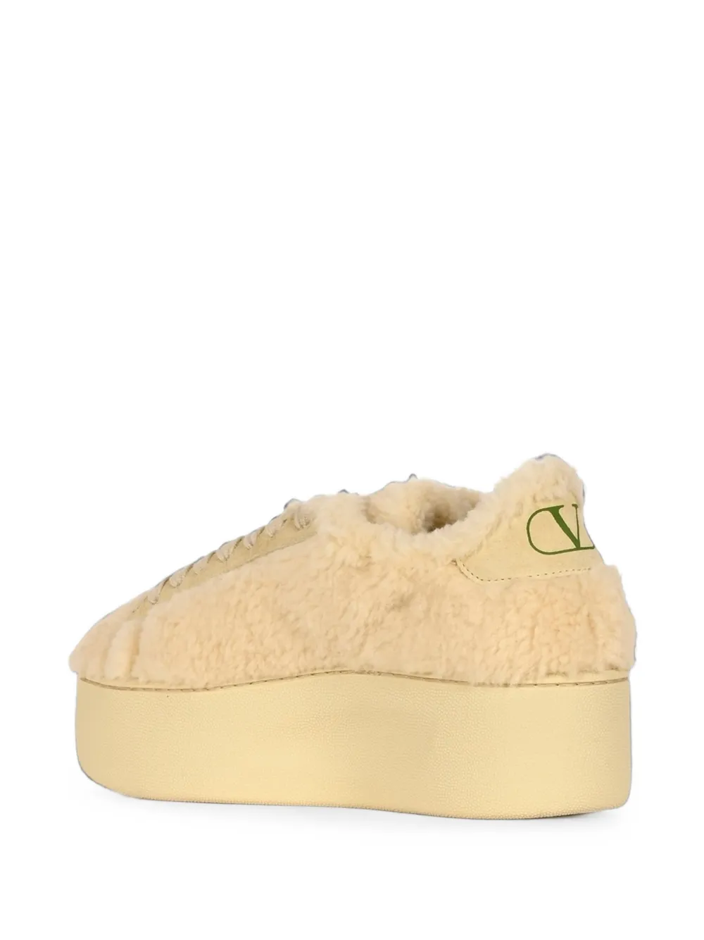 Valentino Garavani shearling platform sneakers Beige