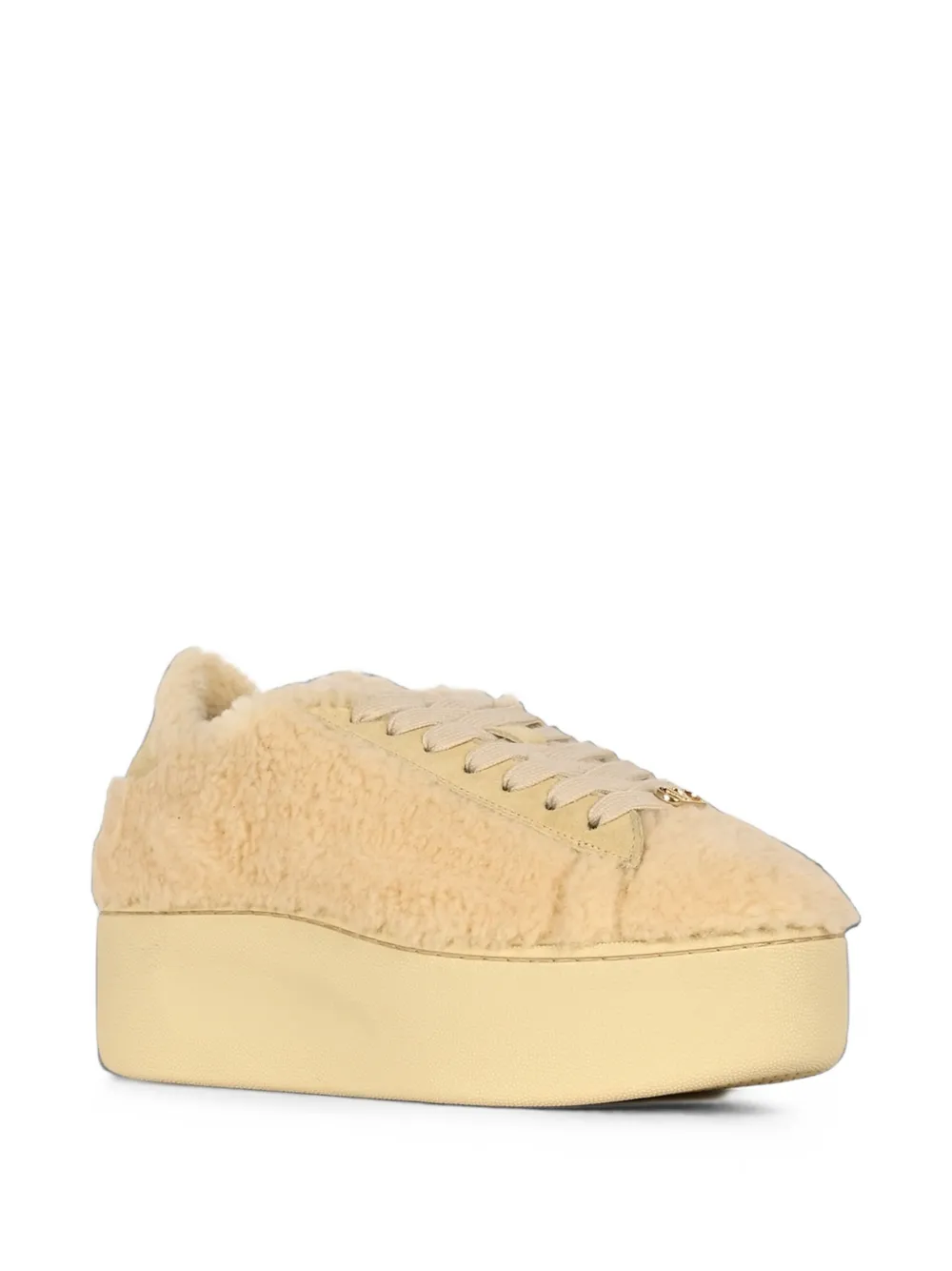 Valentino Garavani shearling platform sneakers Beige
