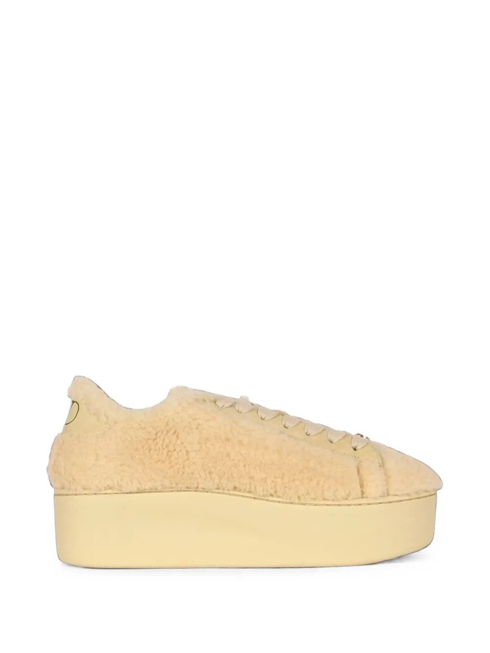 Valentino Garavani shearling platform sneakers Beige