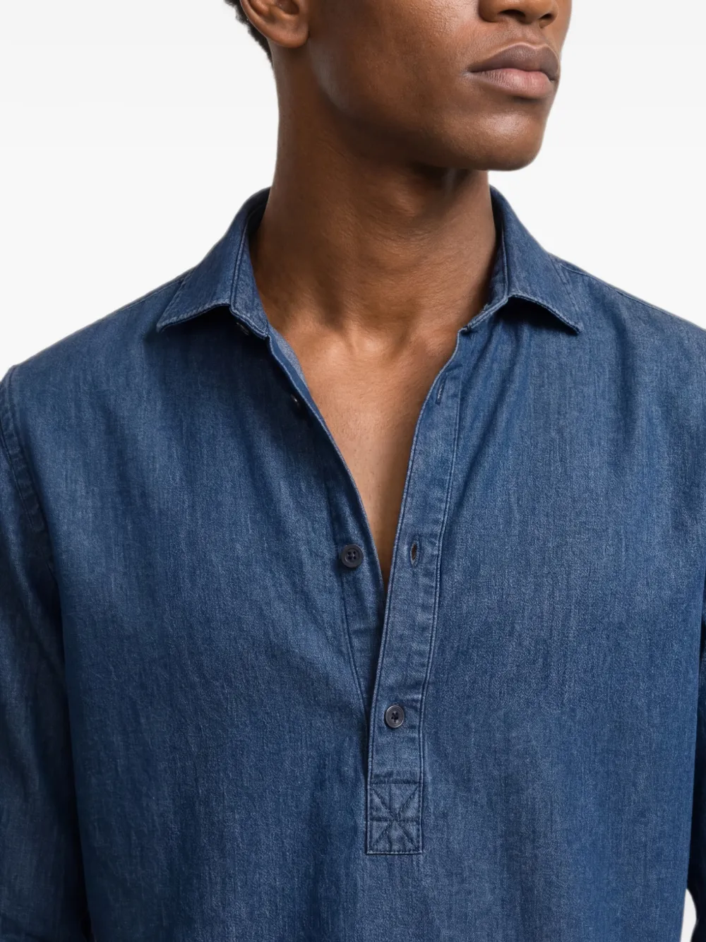Orlebar Brown Cesare chambray poloshirt met lange mouwen Blauw