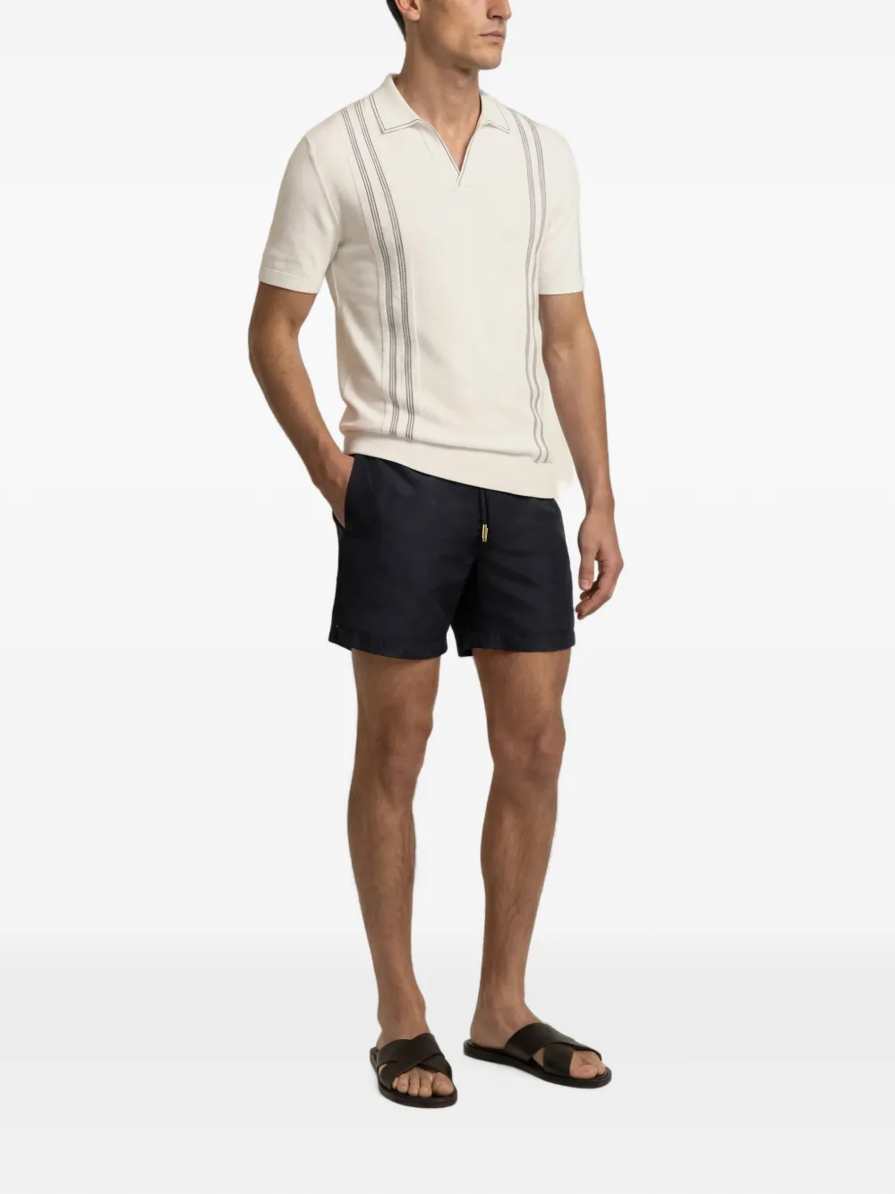 Orlebar Brown Horton T-shirt met polokraag en streepdetail Wit
