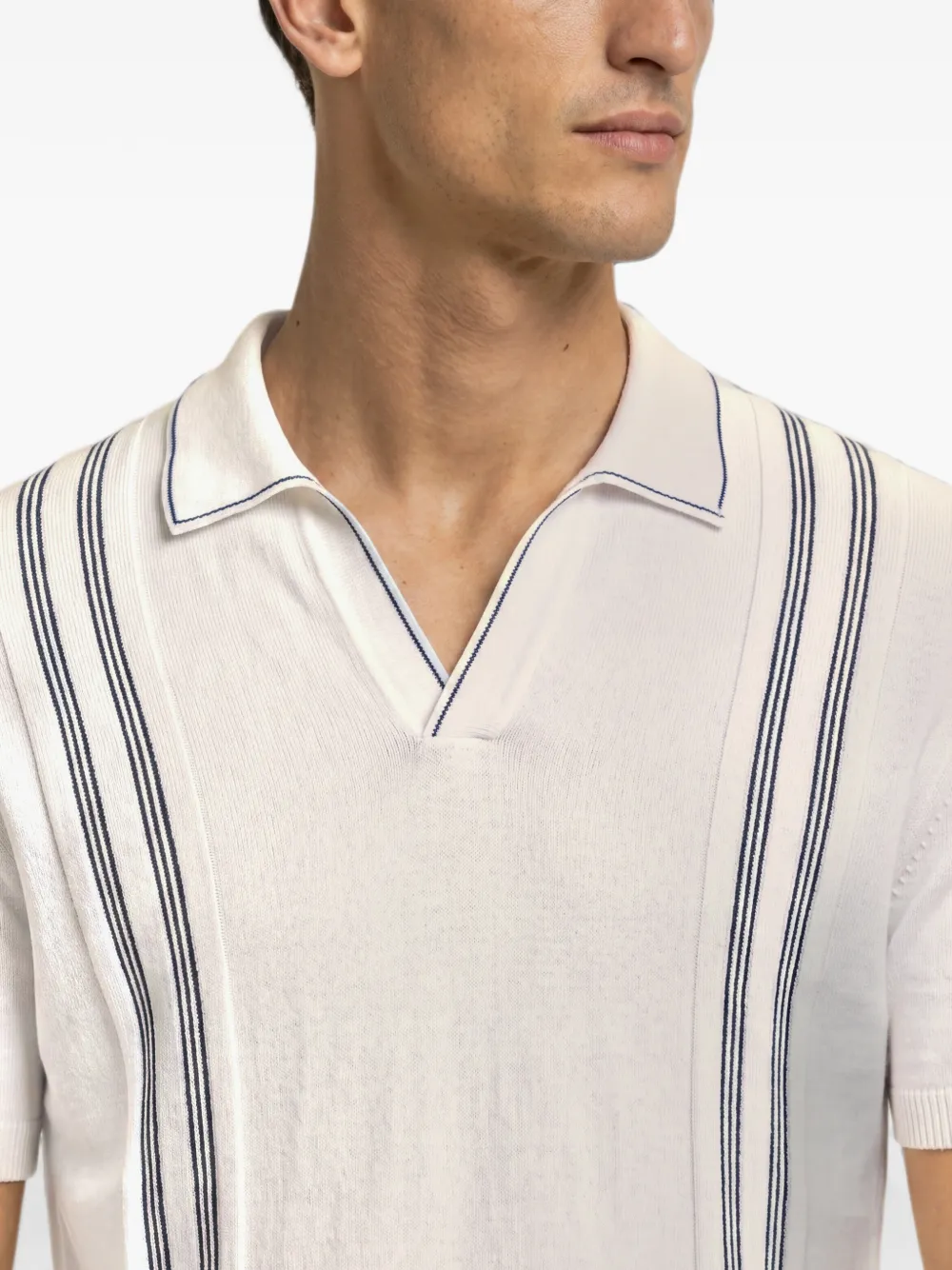 Orlebar Brown Horton T-shirt met polokraag en streepdetail Wit