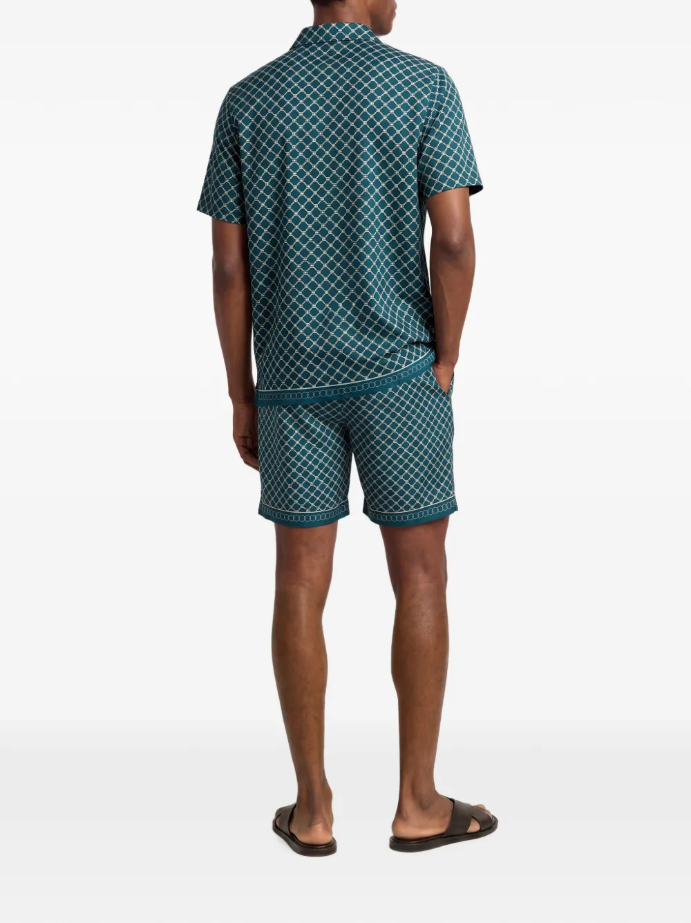 Orlebar Brown Maitan overhemd met geometrische print en campkraag Groen