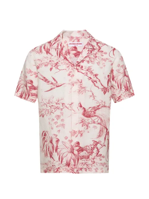 Orlebar Brown camisa Maitan de lino con estampado floral de manga corta