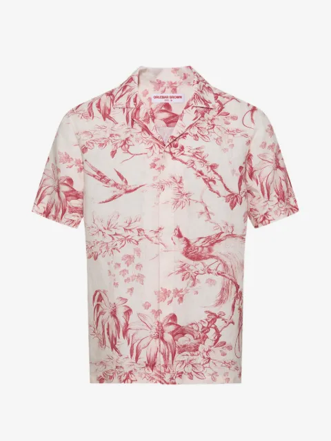 Orlebar Brown Maitan floral-print short-sleeved linen shirt