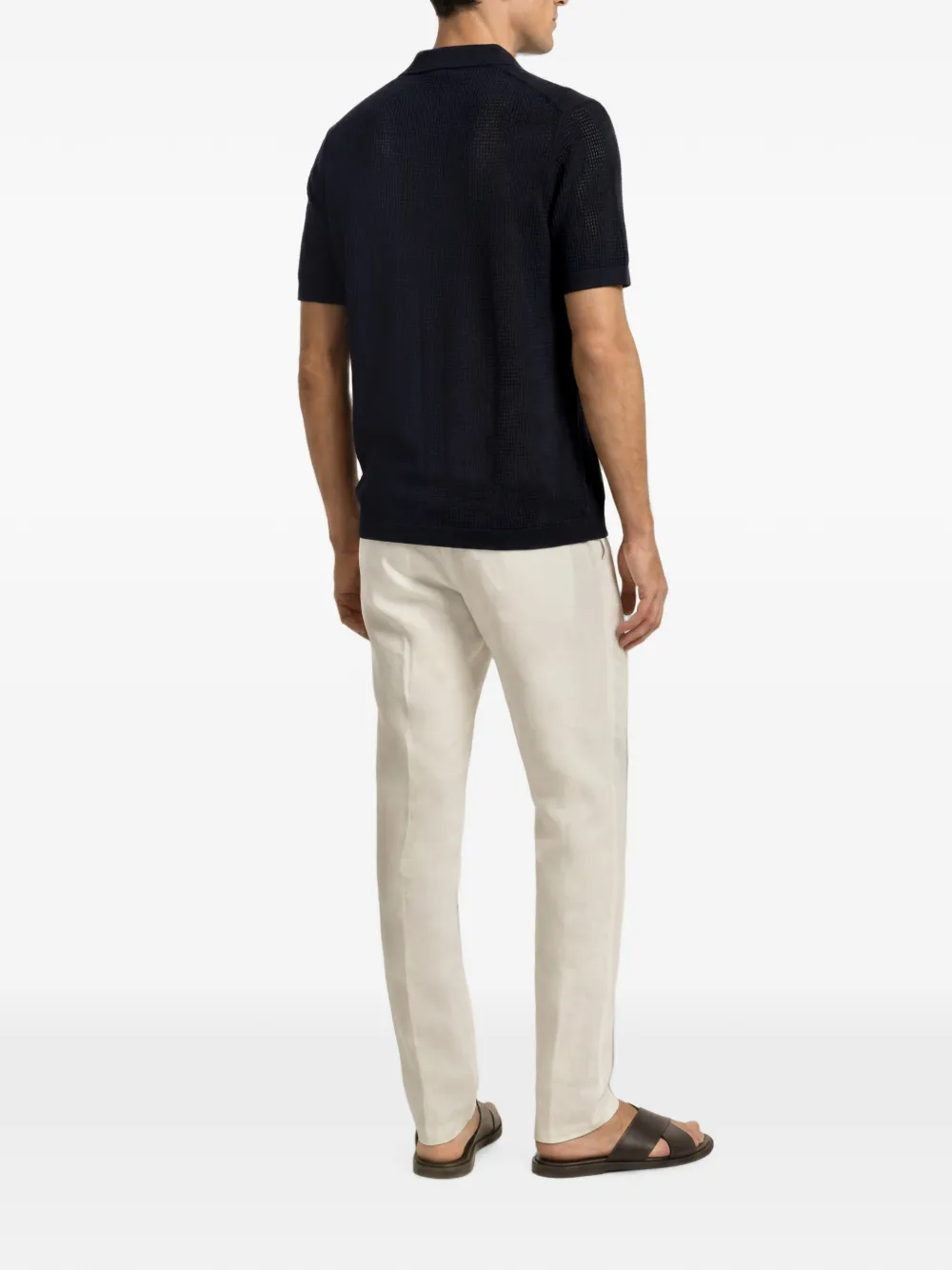 Orlebar Brown Keeling opengebreid poloshirt Blauw