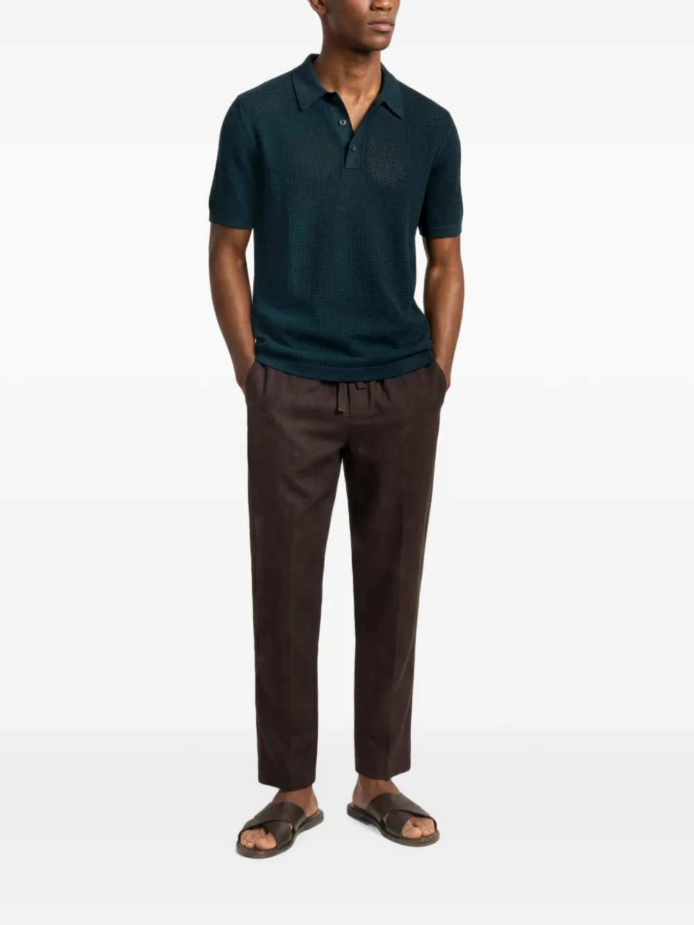 Orlebar Brown Keeling opengebreid poloshirt Groen