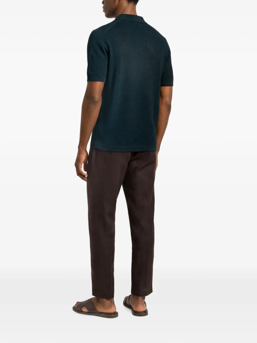 Orlebar Brown Keeling opengebreid poloshirt Groen