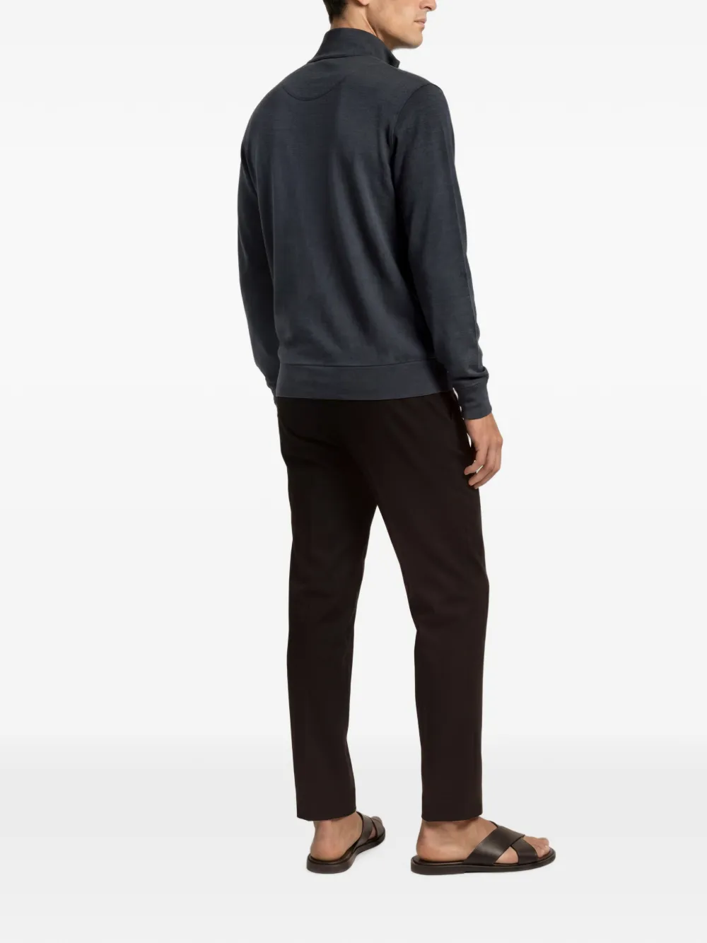 Orlebar Brown Isar sweater van merinowol met kwartrits Grijs