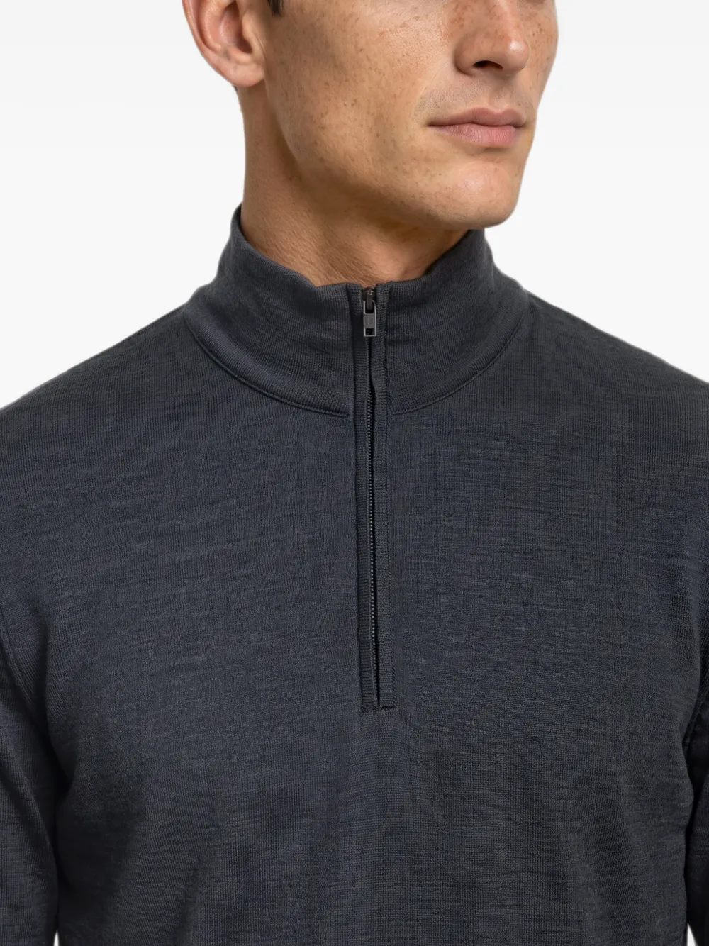 Orlebar Brown Isar sweater van merinowol met kwartrits Grijs