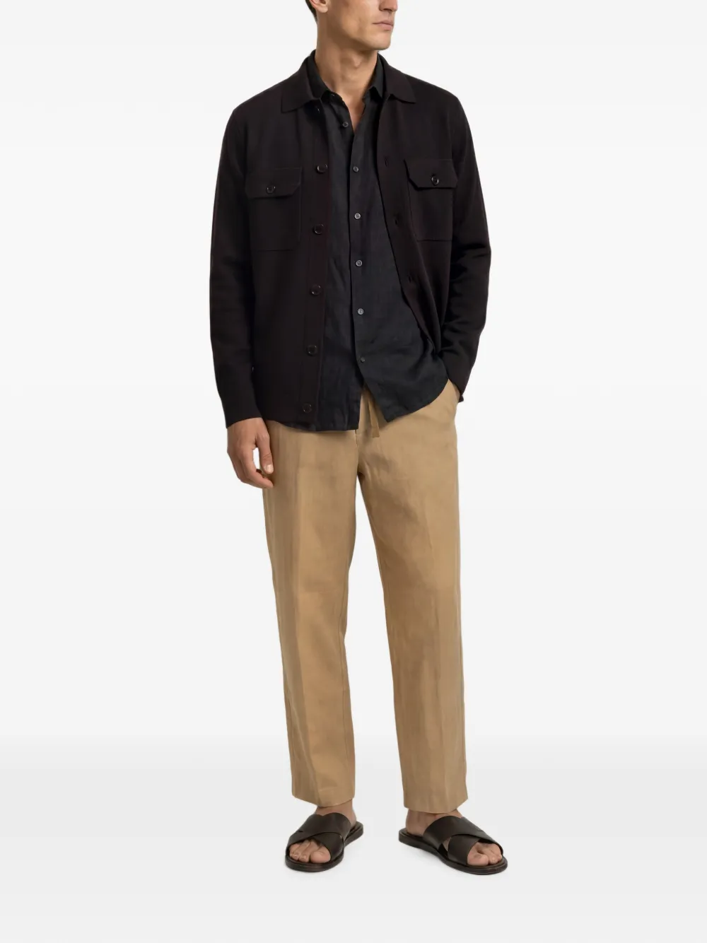 Orlebar Brown Brigg shirtjack van merinowol Bruin