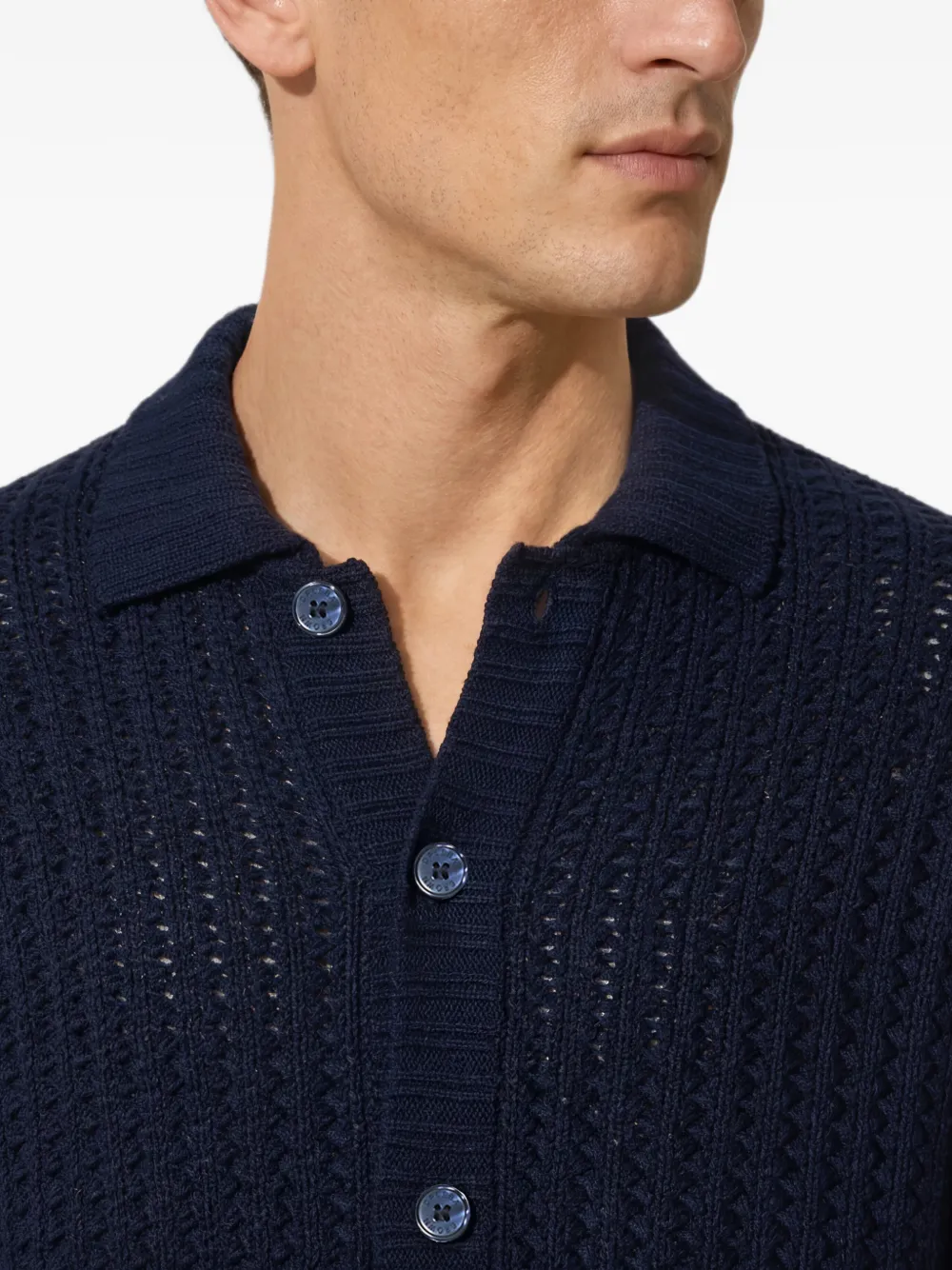 Orlebar Brown Thomas gebreid overhemd met textuur Blauw