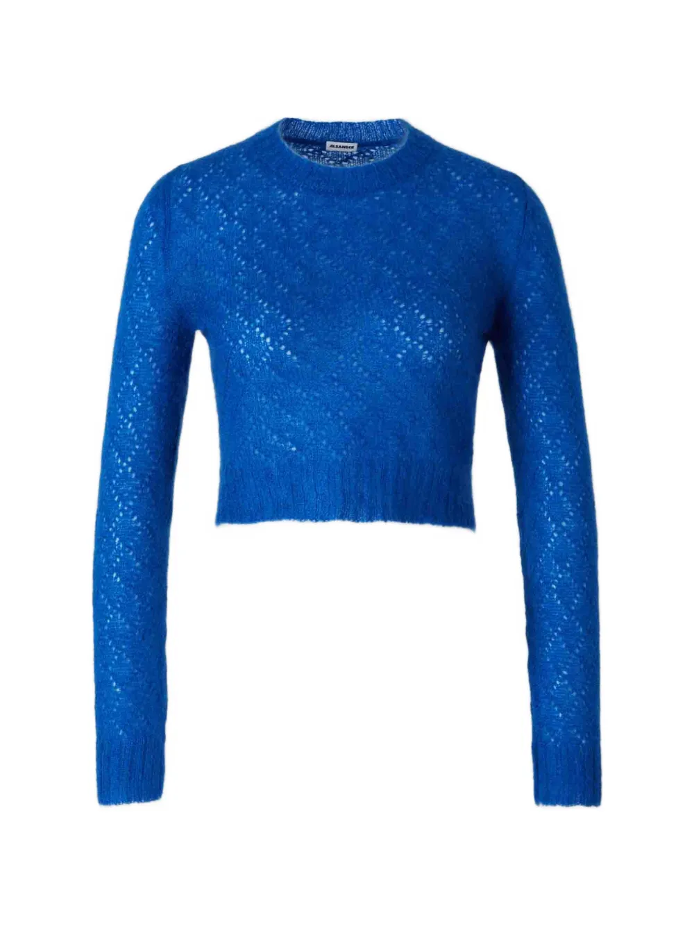 Jil Sander pointelle-knit cropped sweater - Blau