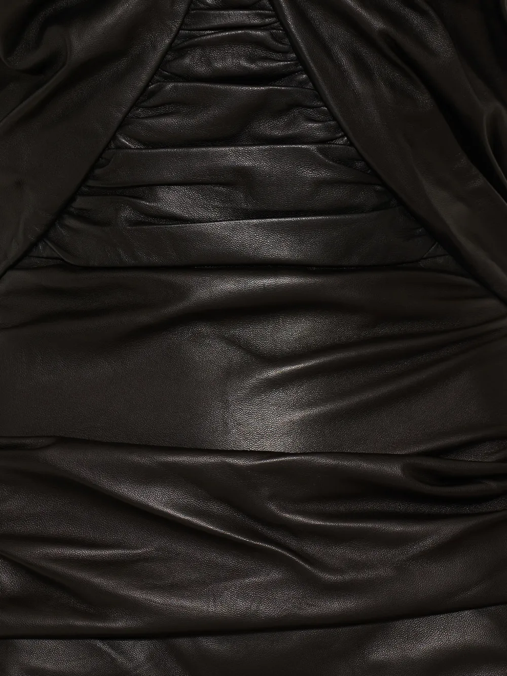 Balmain cross-neck draped leather mini dress Zwart