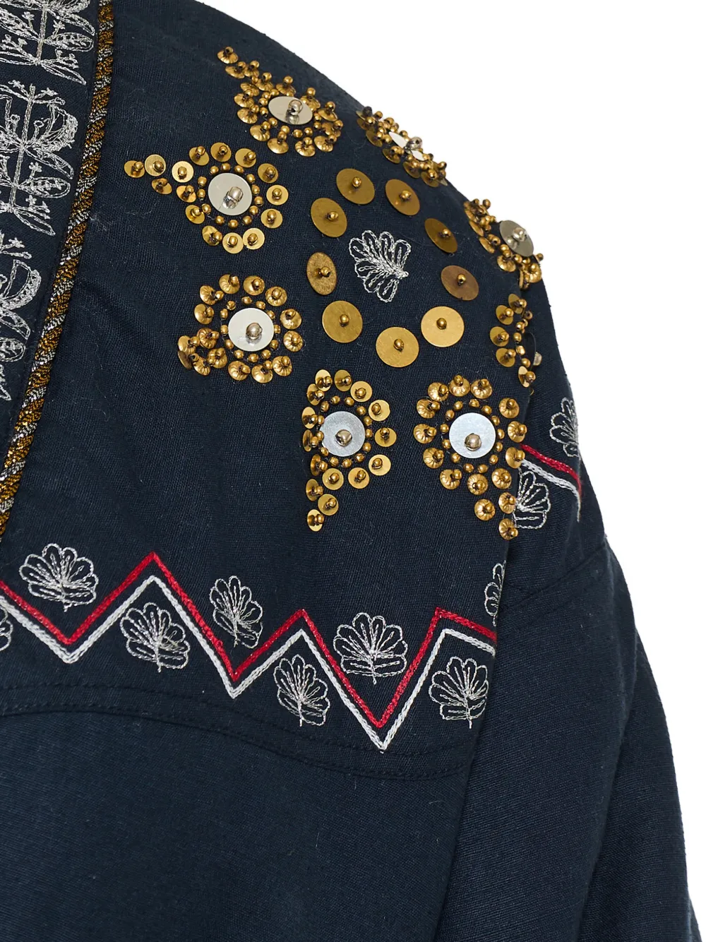 MONOKI Rush kimono met pailletten en borduurwerk Blauw