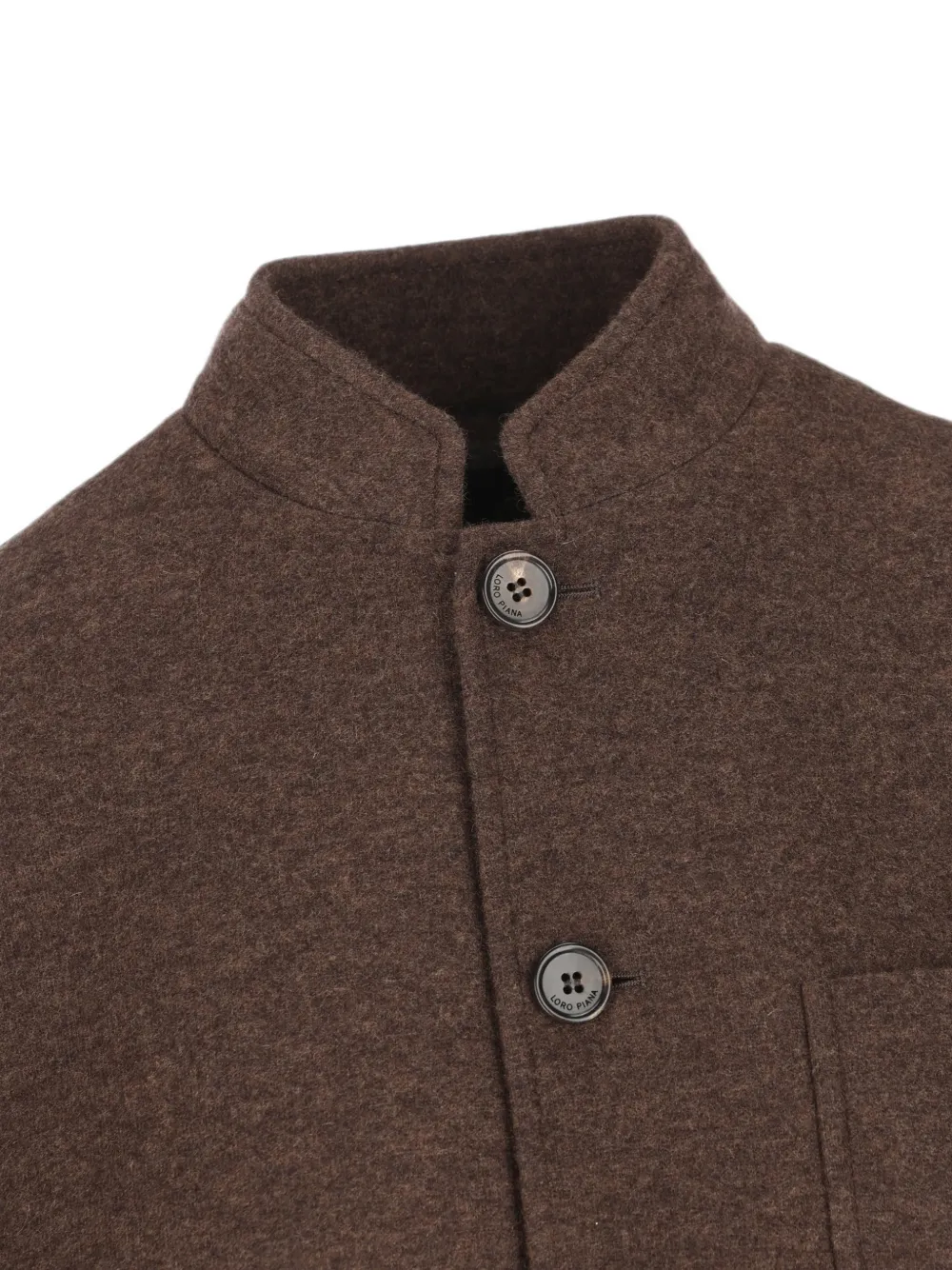Loro Piana Sara button-up jack met hoge hals Bruin