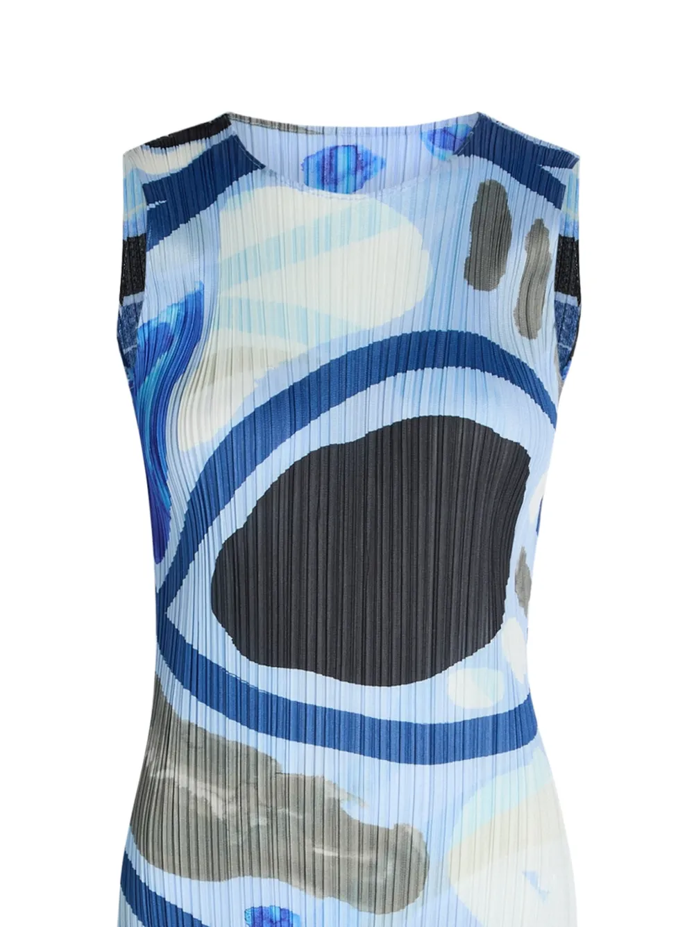 Pleats Please Issey Miyake Rool midi-jurk met plooien en abstracte print Blauw