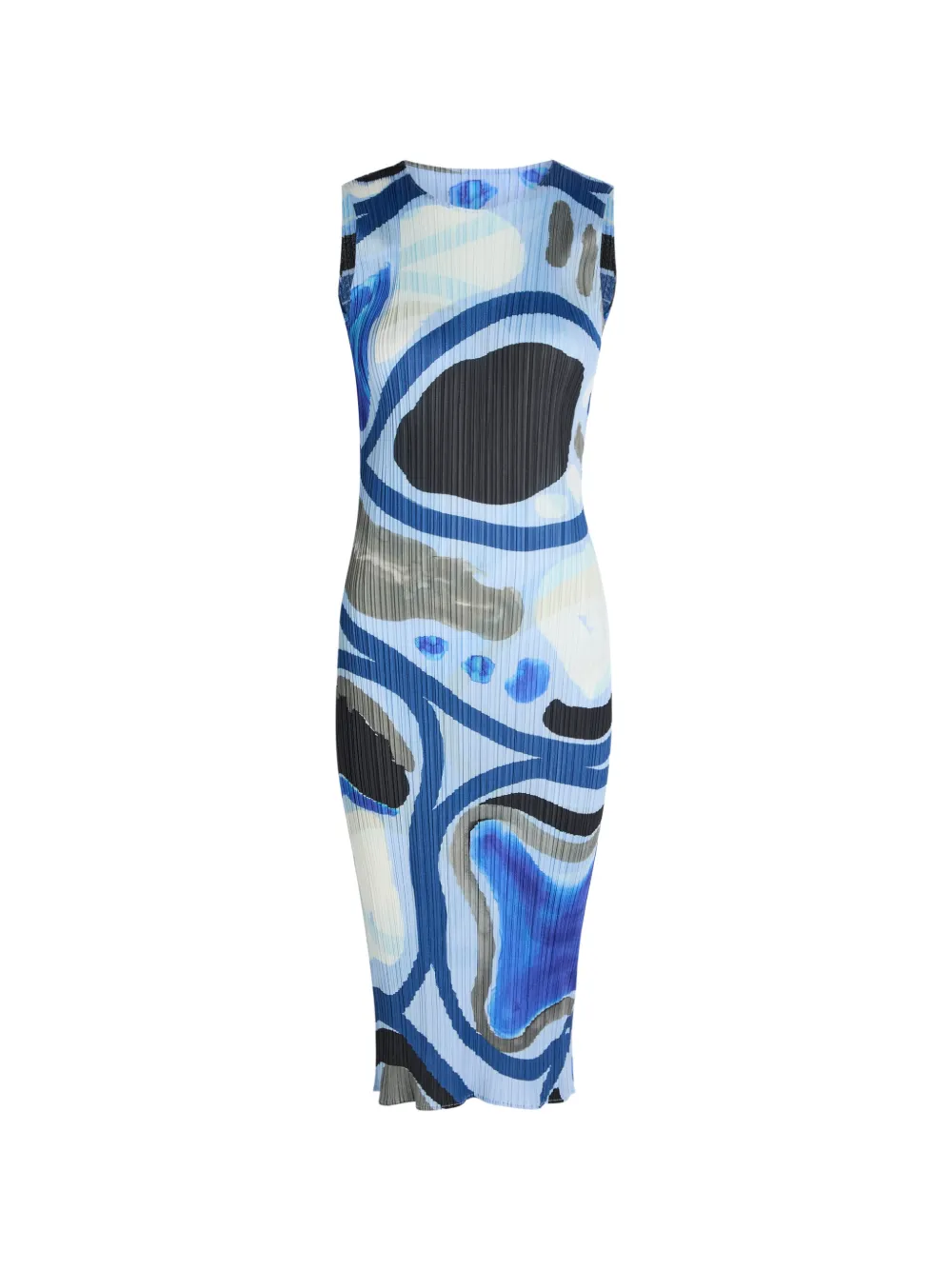 Pleats Please Issey Miyake Roll abstract-print midi dress - Blu