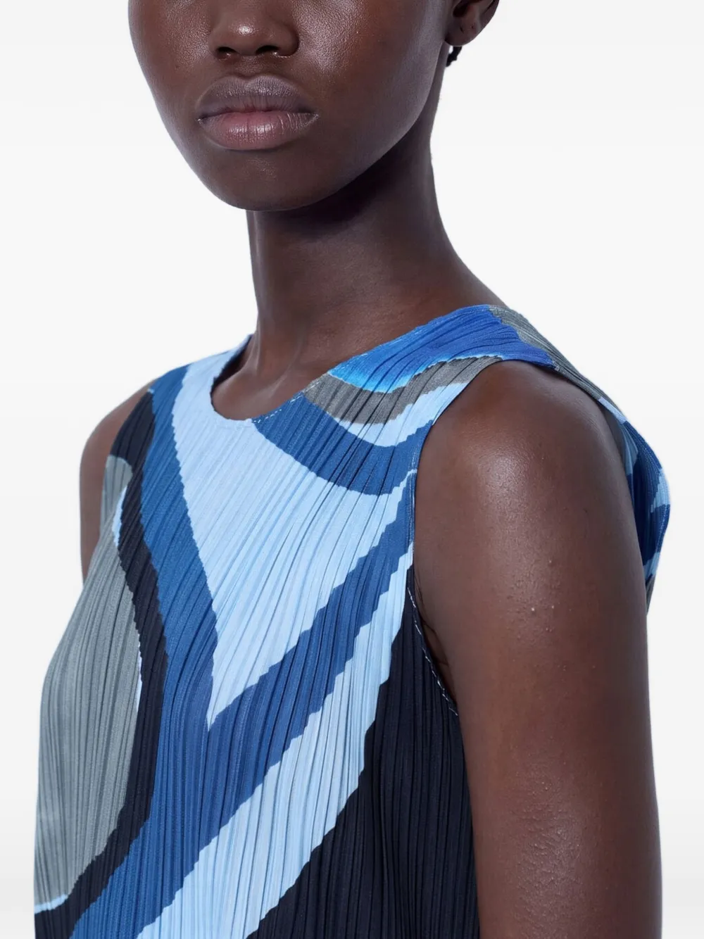 Pleats Please Issey Miyake Rool midi-jurk met plooien en abstracte print Blauw