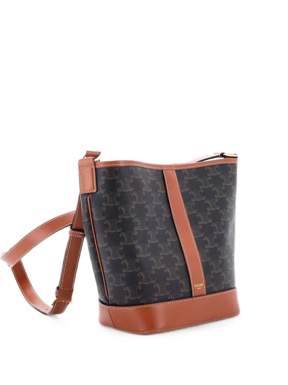 Celine Pre-Owned Triomphe Coated Canvas Small bucket bag - Braun
