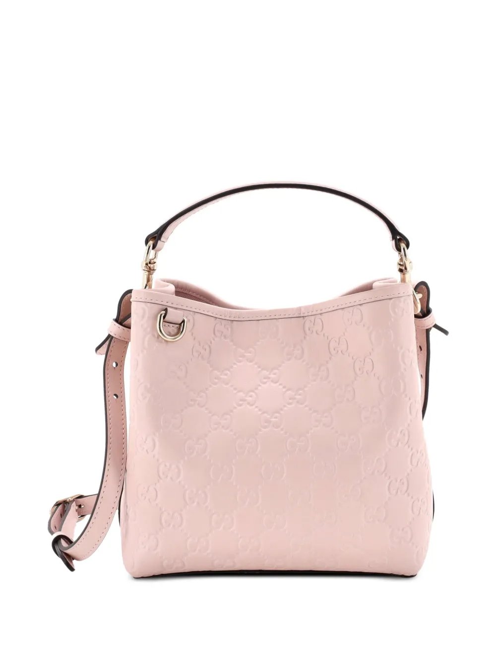 Gucci Pre-Owned GG Emblem GG Embossed Leather Small bucket bag - Rosa
