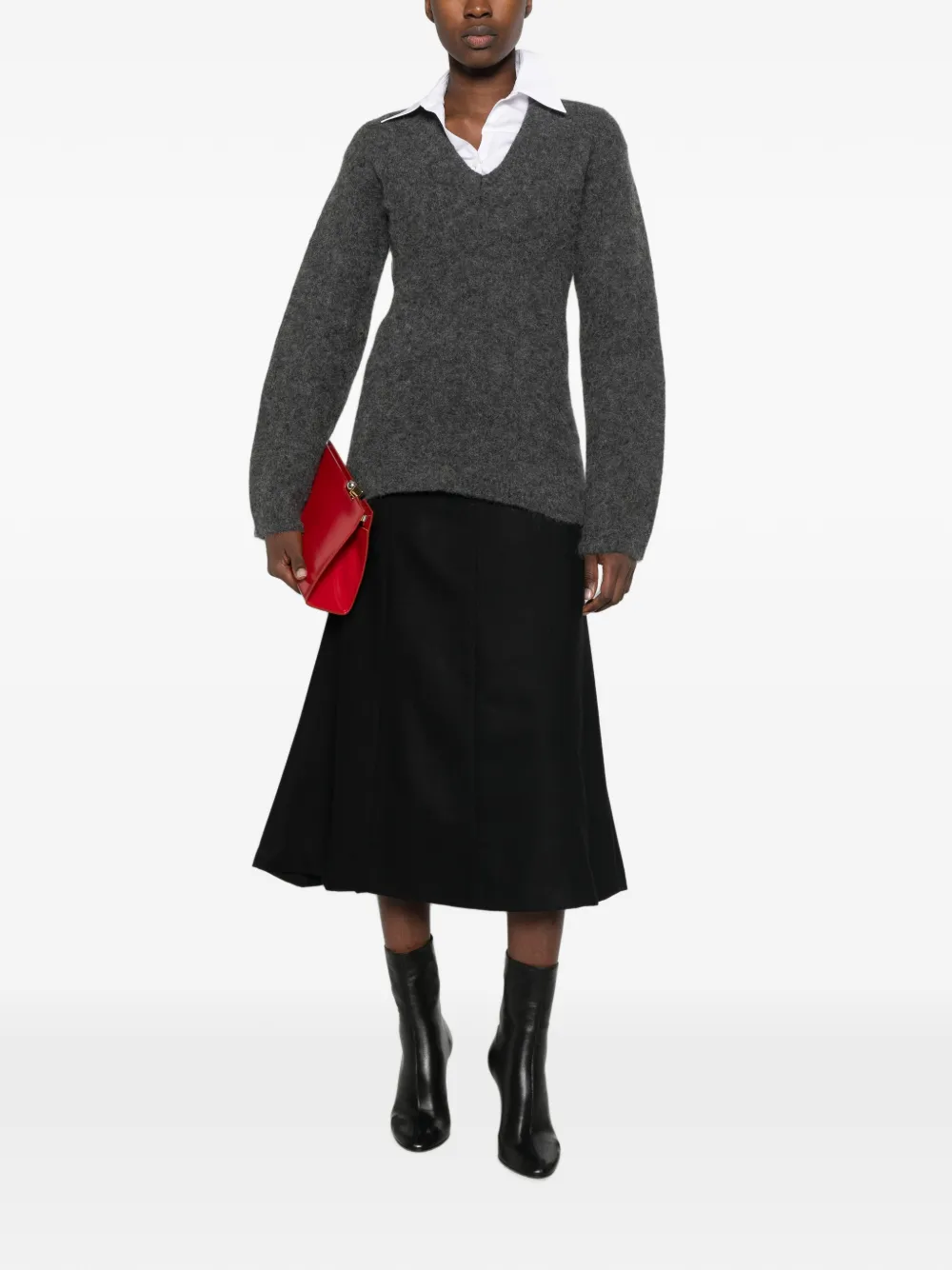 THELATEST Erica flared midi-rok Zwart