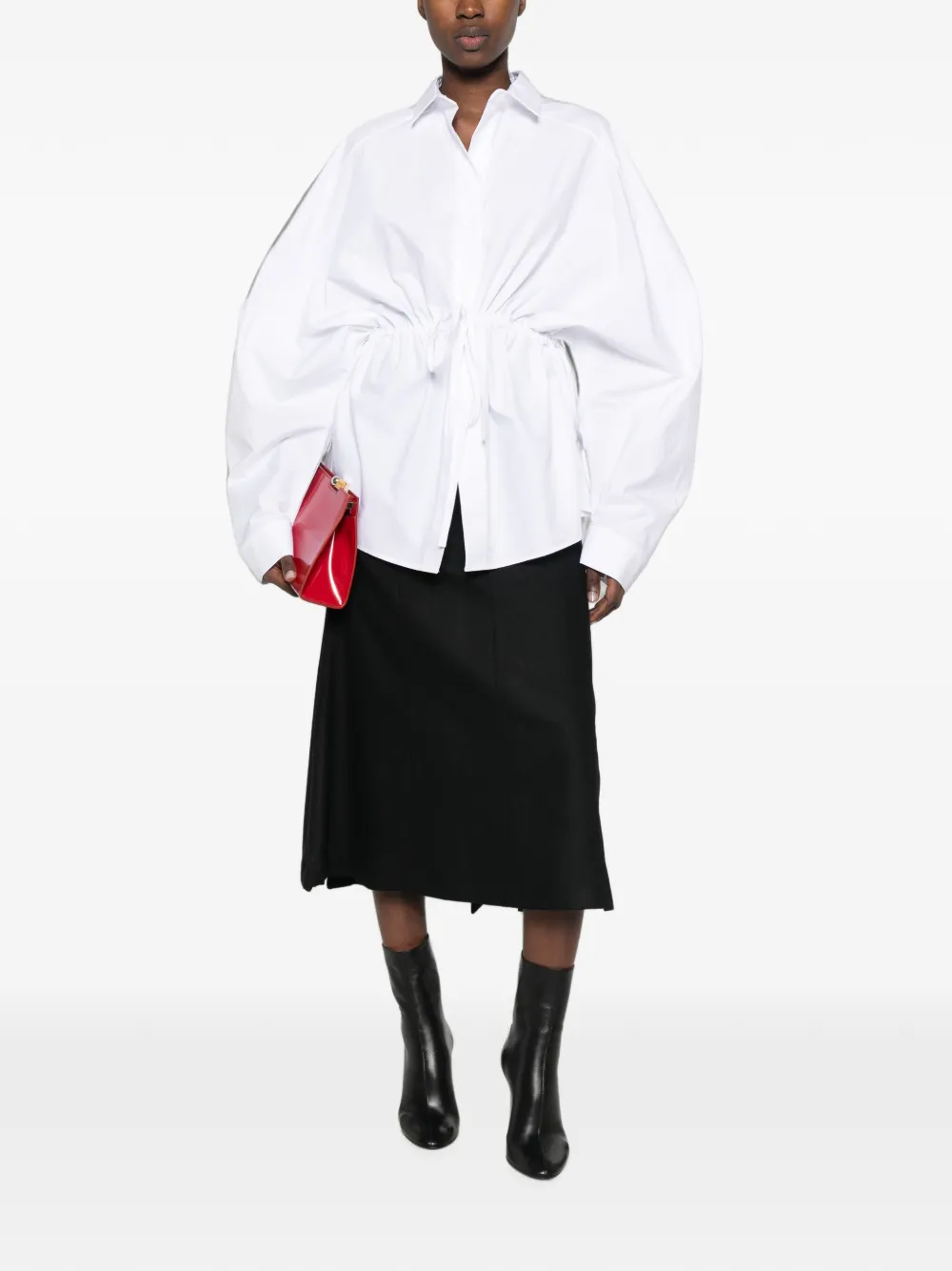 THELATEST E-Dalida oversized blouse met trekkoordtaille Wit