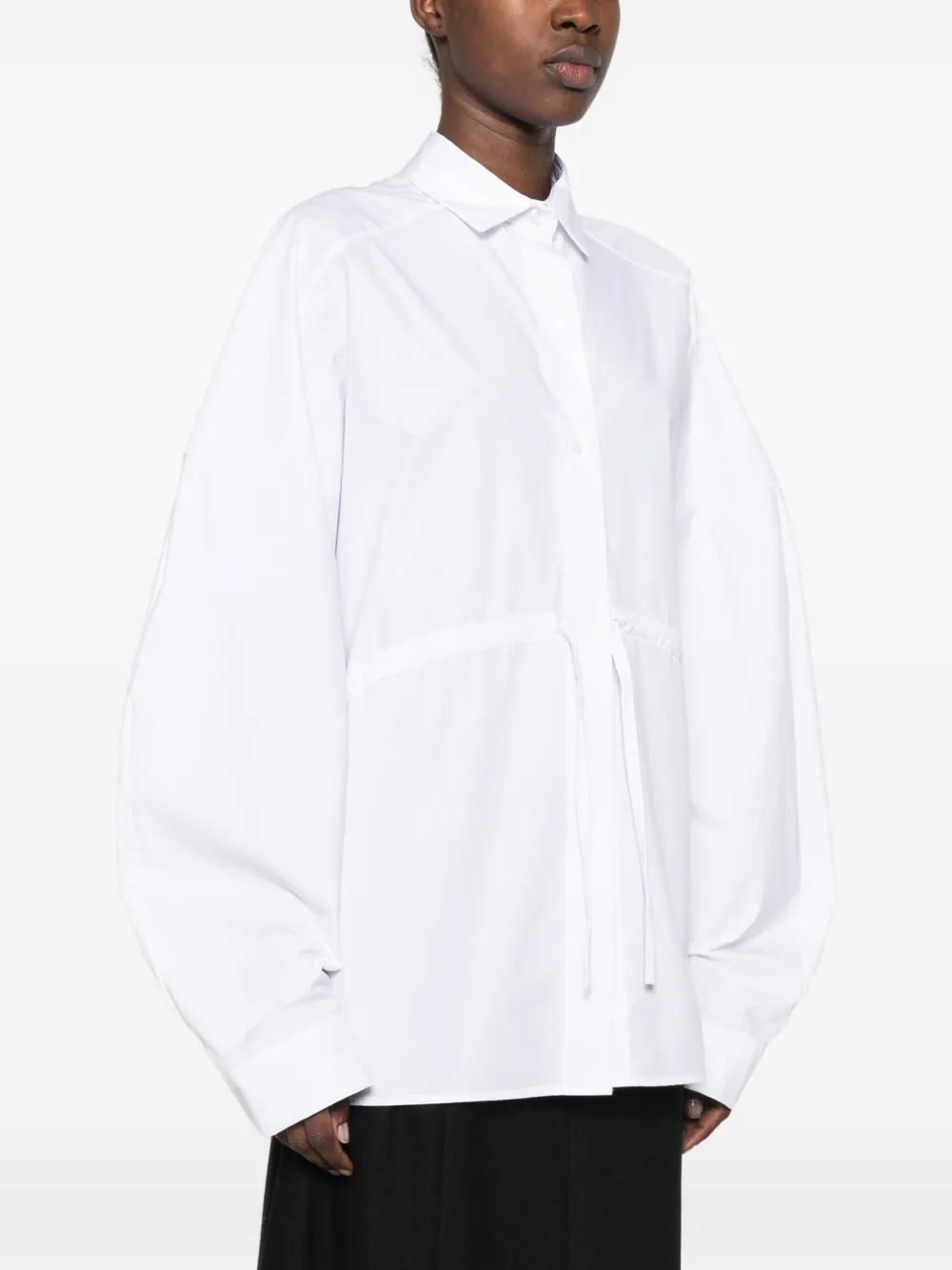 THELATEST E-Dalida oversized blouse met trekkoordtaille Wit
