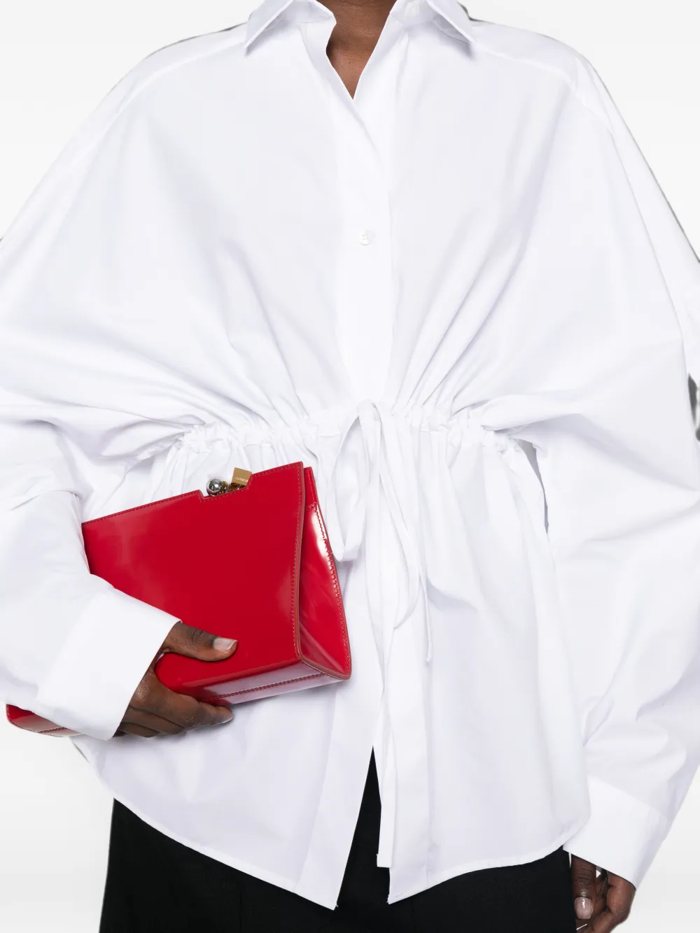 THELATEST E-Dalida oversized blouse met trekkoordtaille Wit