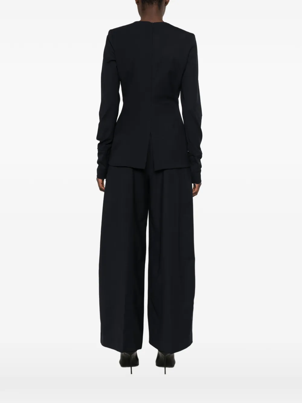 THELATEST Blouse met lange mouwen en split aan de achterkant Blauw