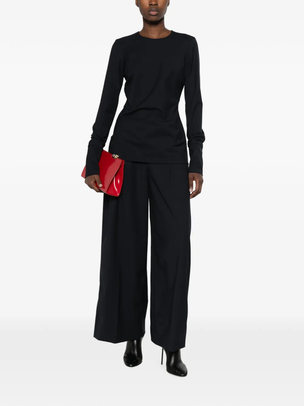 THELATEST Blouse met lange mouwen en split aan de achterkant Blauw