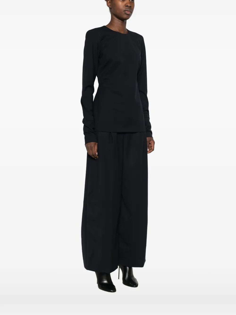 THELATEST Blouse met lange mouwen en split aan de achterkant Blauw