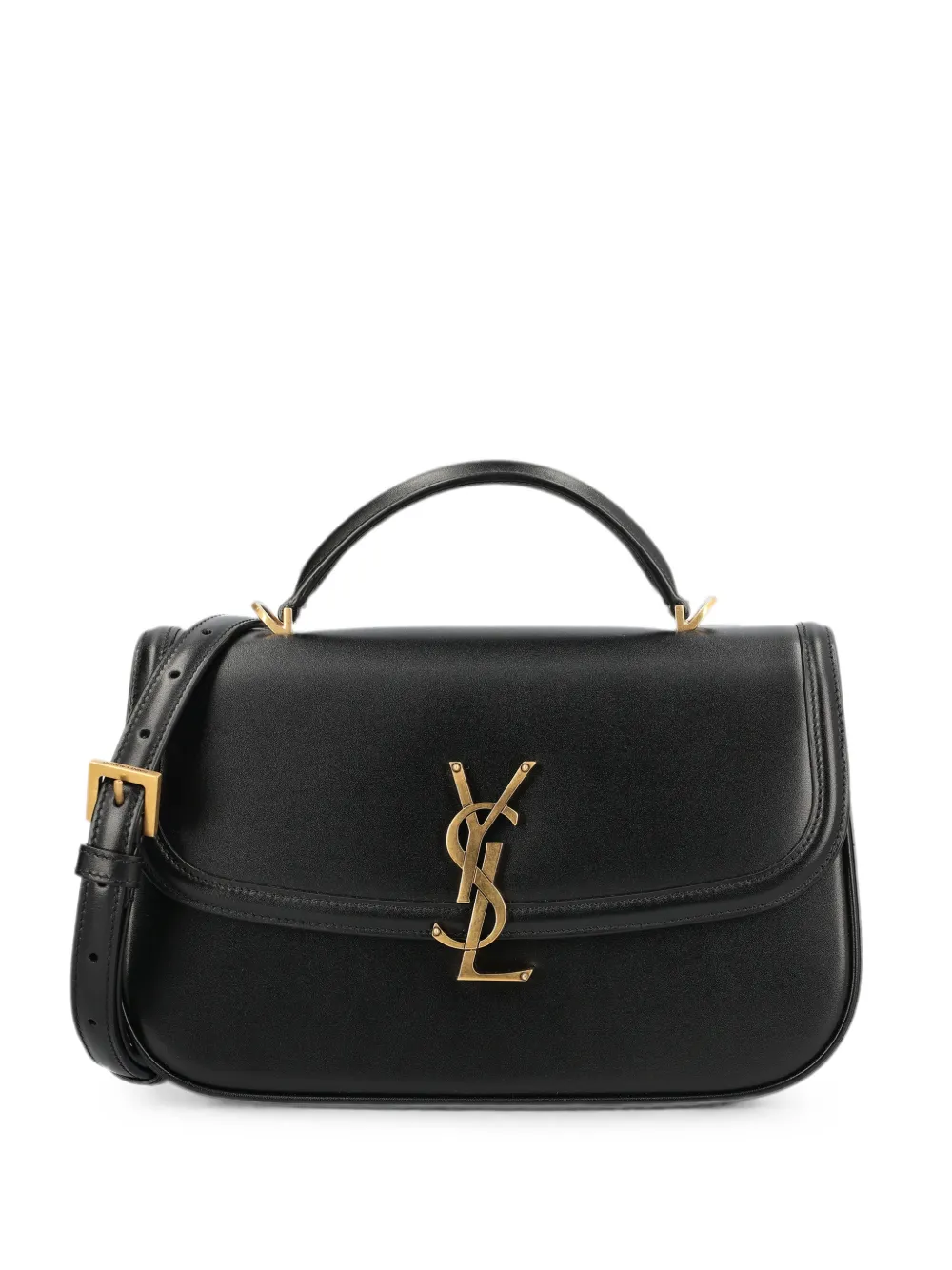 Saint Laurent Solferino small top-handle bag in box leather - Schwarz