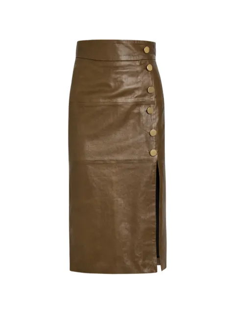 Skiim leather straight midi skirt