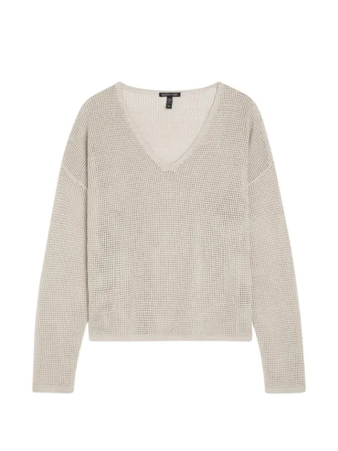 Eileen Fisher pull en maille ajourée à col v