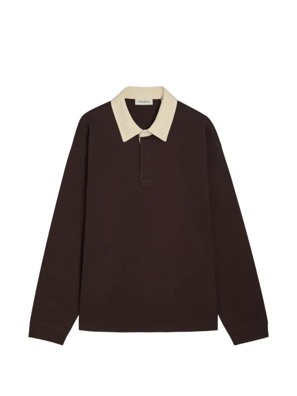 Frame Rugby Long-sleeve Polo Shirt in Brown