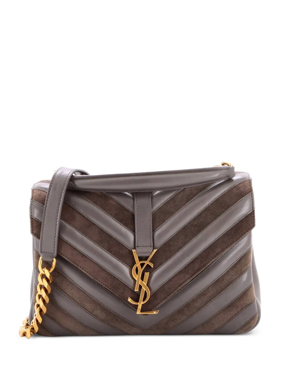 Saint Laurent Pre-Owned Classic Monogram College Bag Matelasse Chevron Leather and Suede Medium shoulder bag - Grau