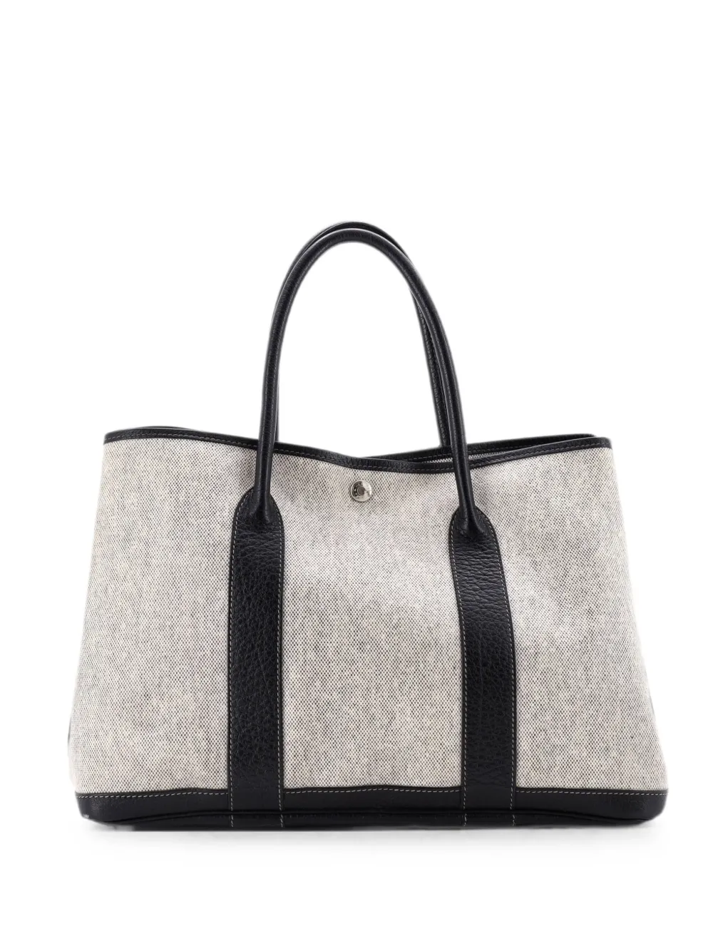 Pre-owned Hermes Garden Party Toile And Leather 36 Tote Bag In Black